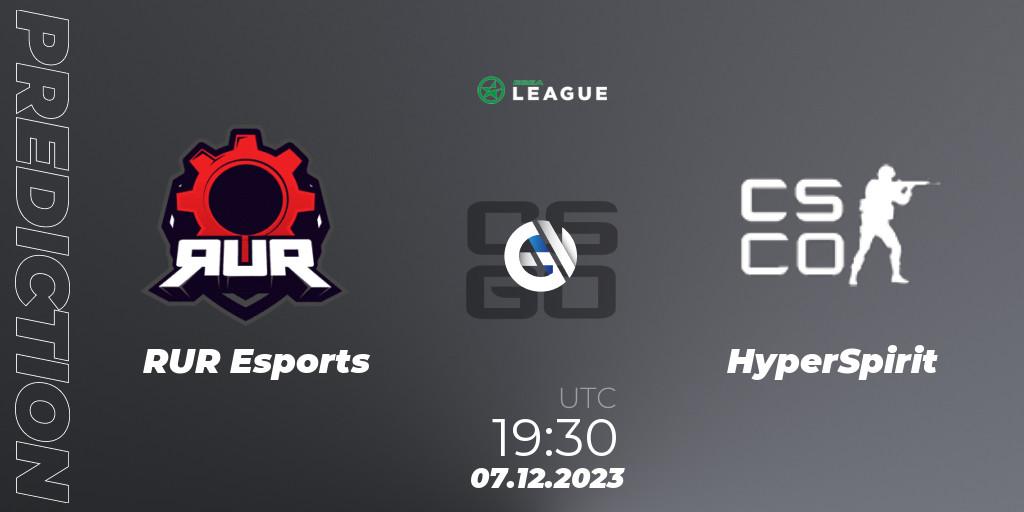 Prognoza RUR Esports - HyperSpirit. 07.12.2023 at 18:00, Counter-Strike (CS2), ESEA Season 47: Main Division - Europe