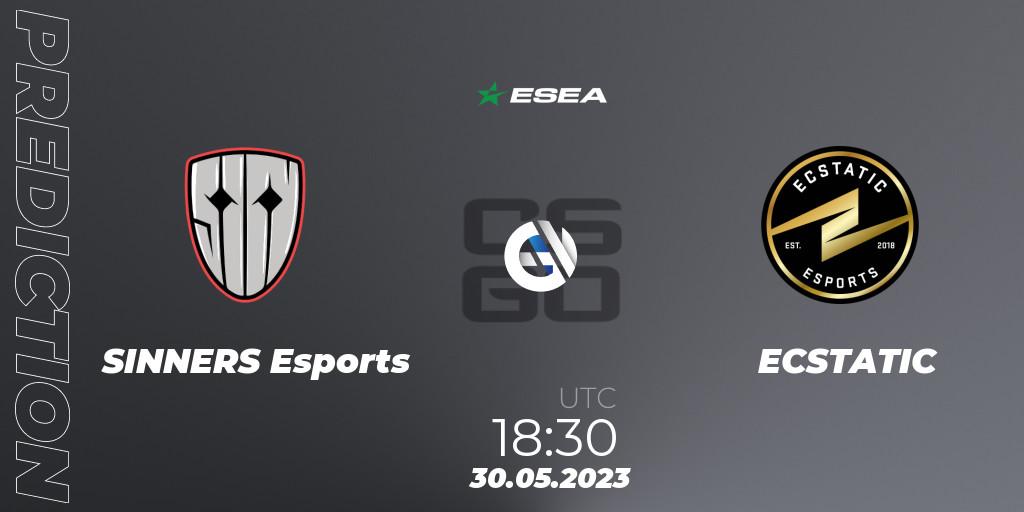 Prognoza SINNERS Esports - ECSTATIC. 30.05.2023 at 19:30, Counter-Strike (CS2), ESEA Advanced Season 45 Europe