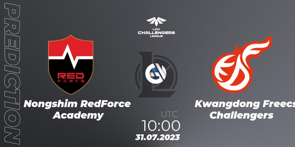Prognoza Nongshim RedForce Academy - Kwangdong Freecs Challengers. 31.07.23, LoL, LCK Challengers League 2023 Summer - Group Stage