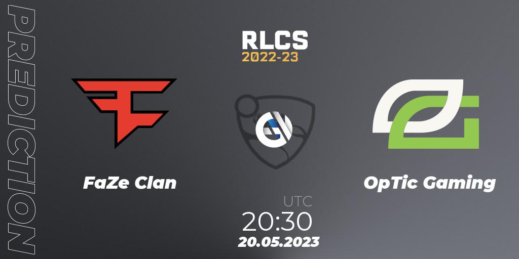 Prognoza FaZe Clan - OpTic Gaming. 20.05.2023 at 20:30, Rocket League, RLCS 2022-23 - Spring: North America Regional 2 - Spring Cup
