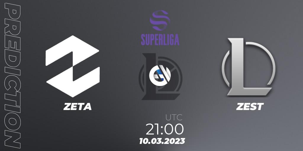 Prognoza ZETA - ZEST. 10.03.2023 at 21:00, LoL, LVP Superliga 2nd Division Spring 2023 - Group Stage