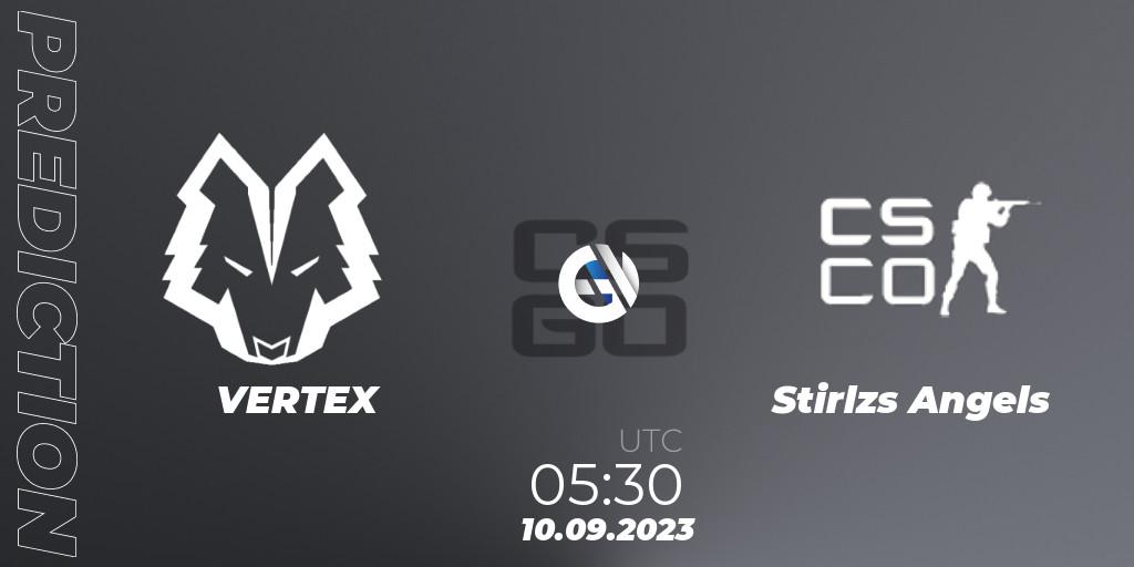 Prognoza VERTEX - Stirlzs Angels. 10.09.2023 at 05:30, Counter-Strike (CS2), CCT Oceania Series #1