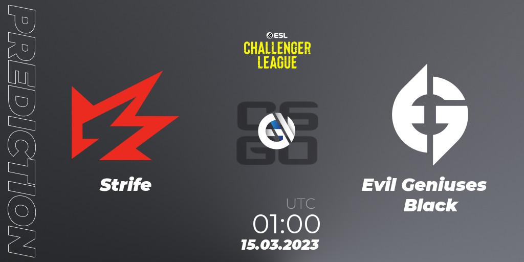 Prognoza Strife - Evil Geniuses Black. 15.03.2023 at 00:00, Counter-Strike (CS2), ESL Challenger League Season 44: North America