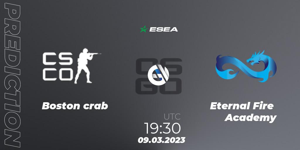 Prognoza Boston crab - Eternal Fire Academy. 10.03.2023 at 17:00, Counter-Strike (CS2), ESEA Season 44: Advanced Division - Europe