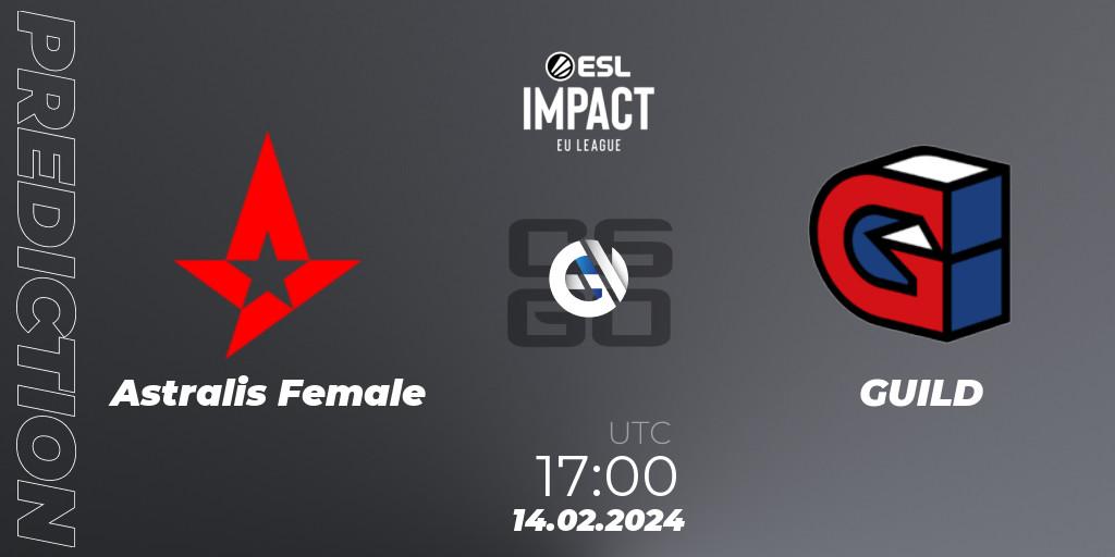 Prognoza Astralis Female - GUILD. 14.02.24, CS2 (CS:GO), ESL Impact League Season 5: European Division - Open Qualifier #1