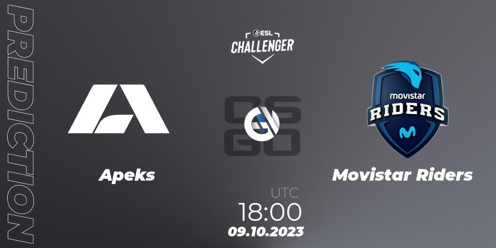Prognoza Apeks - Movistar Riders. 09.10.2023 at 18:00, Counter-Strike (CS2), ESL Challenger at DreamHack Winter 2023: European Qualifier