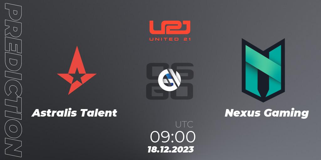 Prognoza Astralis Talent - Nexus Gaming. 18.12.2023 at 10:00, Counter-Strike (CS2), United21 Season 9