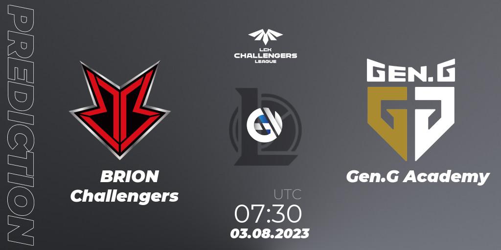 Prognoza BRION Challengers - Gen.G Academy. 03.08.23, LoL, LCK Challengers League 2023 Summer - Group Stage