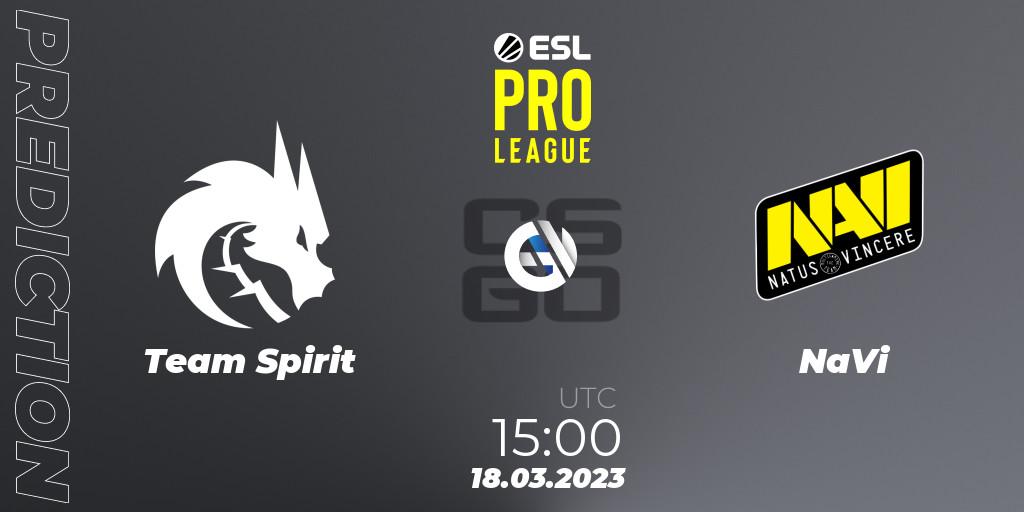 Prognoza Team Spirit - NaVi. 18.03.2023 at 15:30, Counter-Strike (CS2), ESL Pro League Season 17