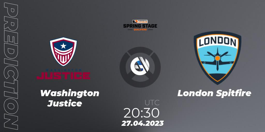 Prognoza Washington Justice - London Spitfire. 27.04.2023 at 21:15, Overwatch, OWL Stage Qualifiers Spring 2023 West