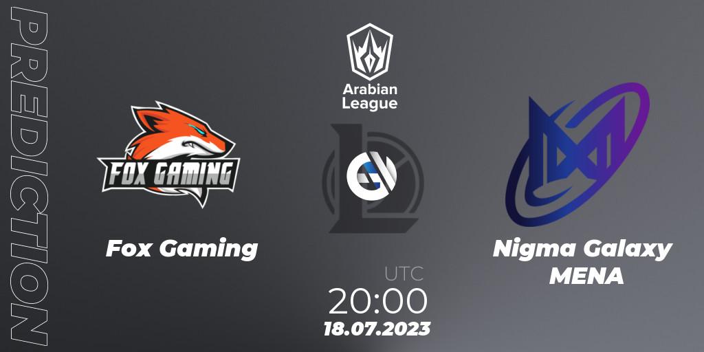 Prognoza Fox Gaming - Nigma Galaxy MENA. 18.07.2023 at 20:00, LoL, Arabian League Summer 2023 - Group Stage