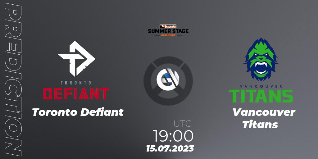 Prognoza Toronto Defiant - Vancouver Titans. 15.07.2023 at 19:00, Overwatch, Overwatch League 2023 - Summer Stage Qualifiers