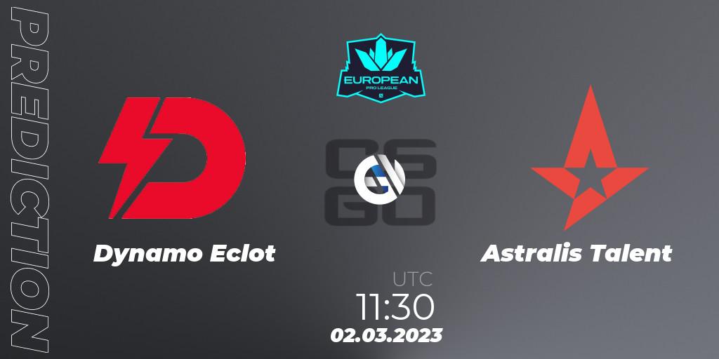 Prognoza Dynamo Eclot - Astralis Talent. 02.03.2023 at 11:30, Counter-Strike (CS2), European Pro League Season 6