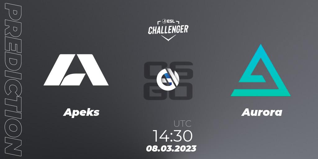 Prognoza Apeks - Aurora. 08.03.2023 at 14:30, Counter-Strike (CS2), ESL Challenger Melbourne 2023 Europe Closed Qualifier