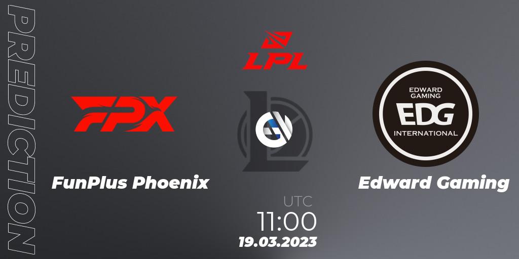 Prognoza FunPlus Phoenix - Edward Gaming. 19.03.2023 at 09:00, LoL, LPL Spring 2023 - Group Stage