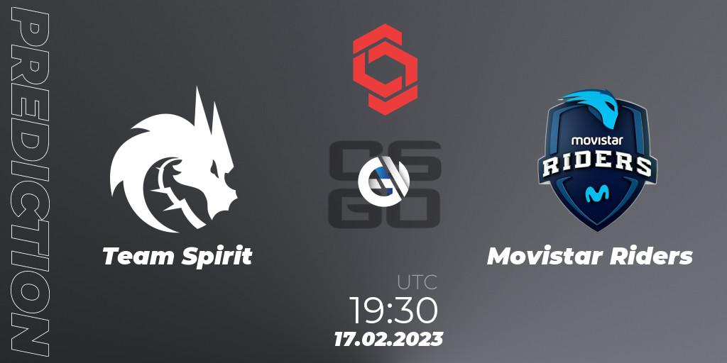 Prognoza Team Spirit - Movistar Riders. 17.02.2023 at 20:10, Counter-Strike (CS2), CCT Central Europe Series Finals #1
