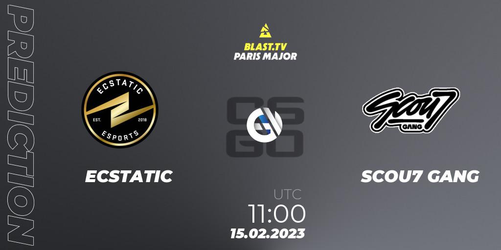 Prognoza ECSTATIC - SCOU7 GANG. 15.02.2023 at 11:00, Counter-Strike (CS2), BLAST.tv Paris Major 2023 Europe RMR Open Qualifier 2