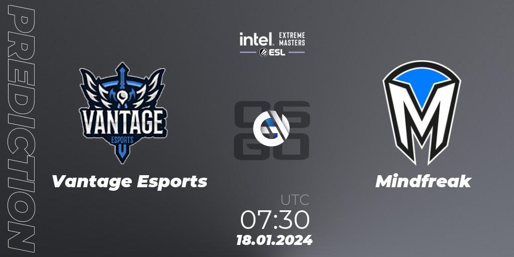 Prognoza Vantage Esports - Mindfreak. 18.01.2024 at 07:00, Counter-Strike (CS2), Intel Extreme Masters China 2024: Oceanic Open Qualifier #2