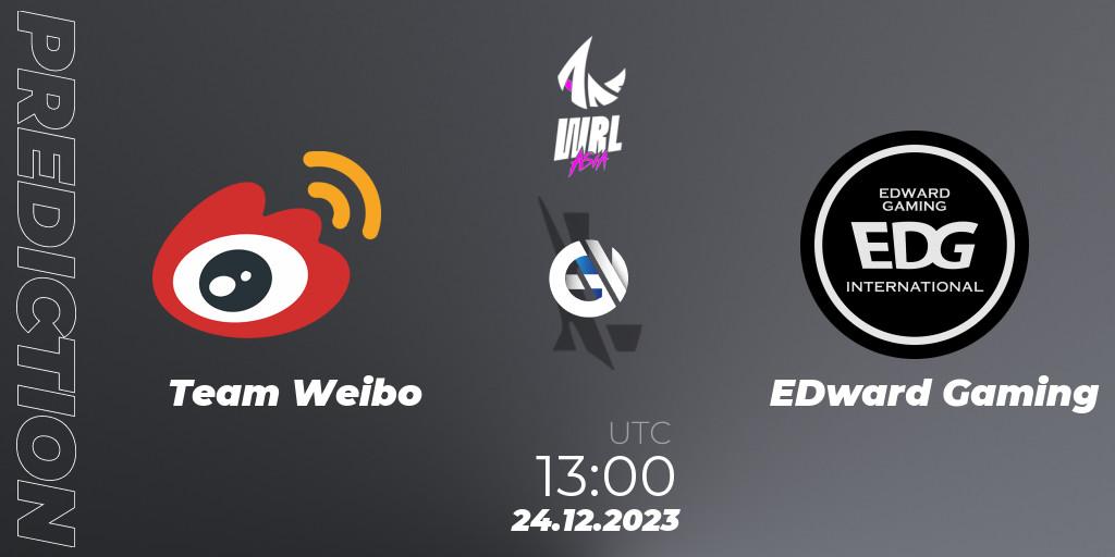Prognoza Team Weibo - EDward Gaming. 24.12.2023 at 13:00, Wild Rift, WRL Asia 2023 - Season 2 - Regular Season
