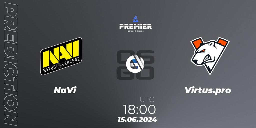 Prognoza NaVi - Virtus.pro. 15.06.2024 at 19:10, Counter-Strike (CS2), BLAST Premier Spring Final 2024