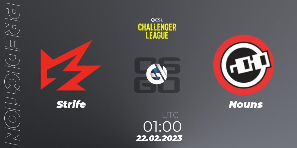 Prognoza Strife - Nouns. 16.03.2023 at 00:00, Counter-Strike (CS2), ESL Challenger League Season 44: North America