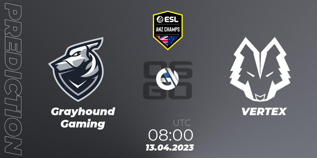 Prognoza Grayhound Gaming - VERTEX. 13.04.2023 at 08:00, Counter-Strike (CS2), ESL ANZ Champs Season 16