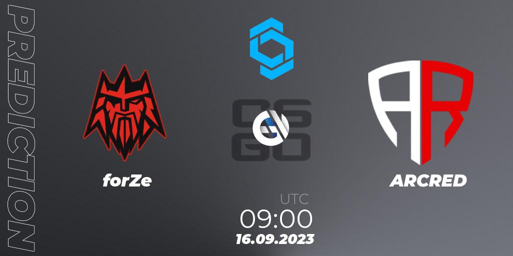 Prognoza forZe - ARCRED. 16.09.2023 at 09:00, Counter-Strike (CS2), CCT East Europe Series #2