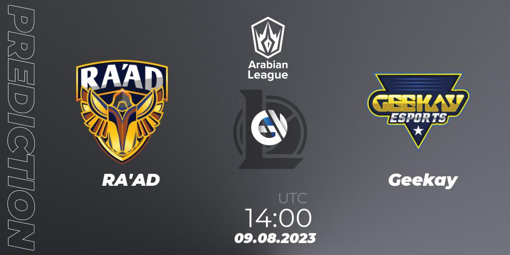 Prognoza RA'AD - Geekay. 09.08.23, LoL, Arabian League Summer 2023 - Playoffs