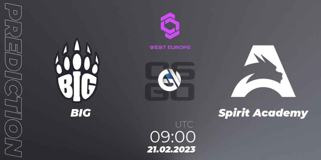 Prognoza BIG - Spirit Academy. 21.02.2023 at 09:00, Counter-Strike (CS2), CCT West Europe Series #1