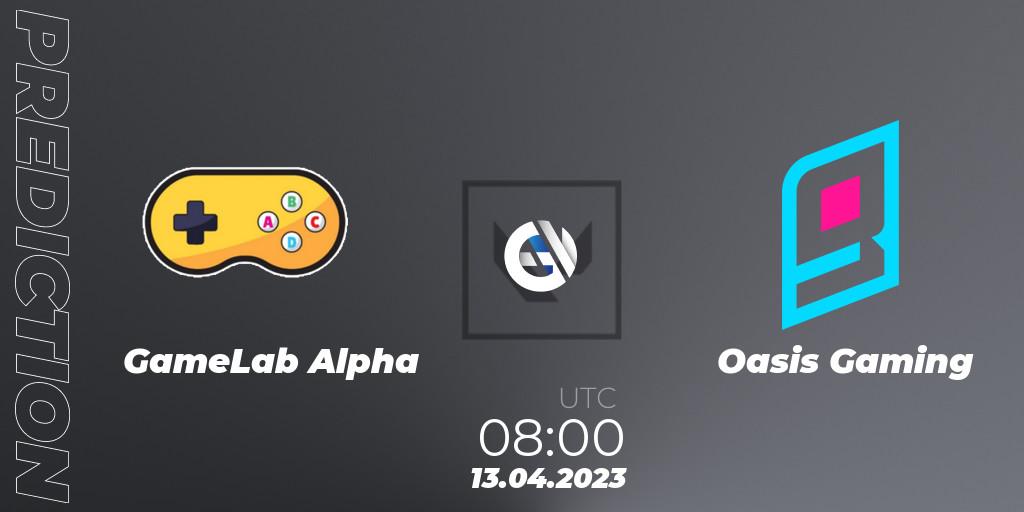 Prognoza GameLab Alpha - Oasis Gaming. 13.04.23, VALORANT, VALORANT Challengers 2023: Philippines Split 2 - Group stage