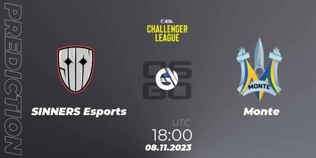 Prognoza SINNERS Esports - Monte. 08.11.2023 at 18:00, Counter-Strike (CS2), ESL Challenger League Season 46: Europe