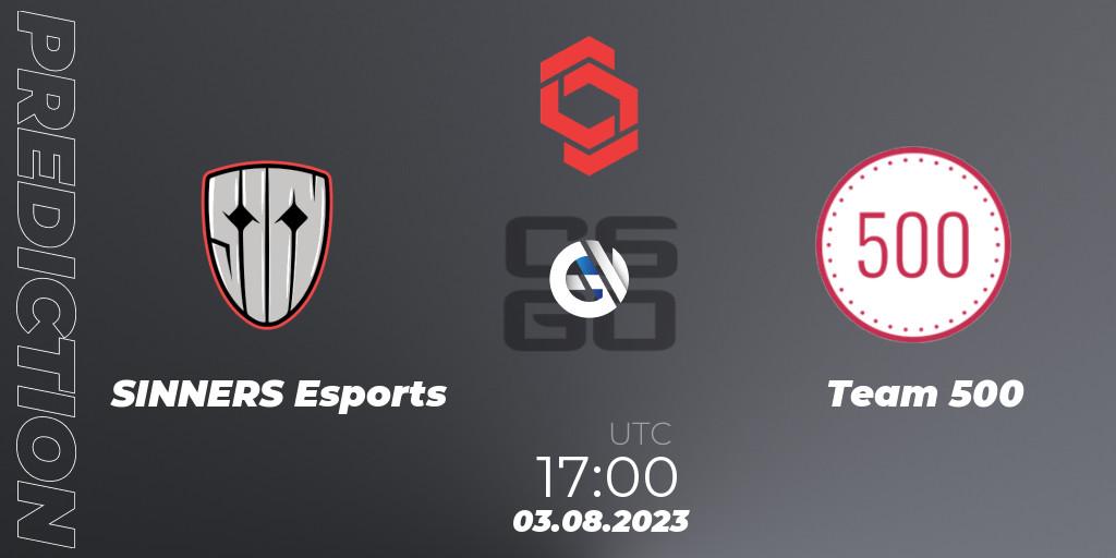 Prognoza SINNERS Esports - Team 500. 03.08.2023 at 17:00, Counter-Strike (CS2), CCT Central Europe Series #7