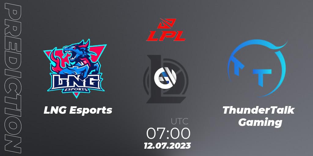 Prognoza LNG Esports - ThunderTalk Gaming. 12.07.23, LoL, LPL Summer 2023 Regular Season