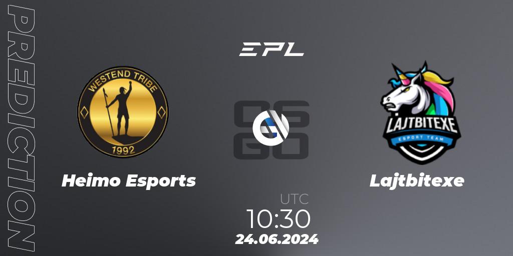 Prognoza Heimo Esports - Lajtbitexe. 24.06.2024 at 14:00, Counter-Strike (CS2), European Pro League Season 18: Division 2