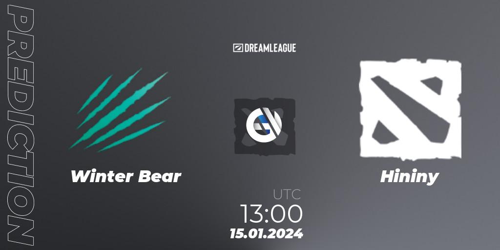 Prognoza Winter Bear - Hininy. 15.01.2024 at 13:26, Dota 2, DreamLeague Season 22: MENA Closed Qualifier