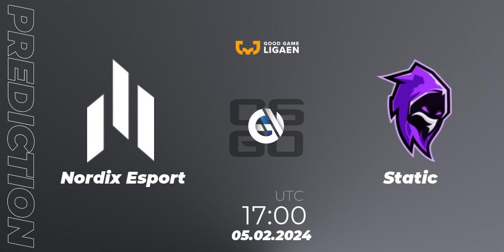 Prognoza Nordix Esport - Static. 05.02.2024 at 17:00, Counter-Strike (CS2), Good Game-ligaen Spring 2024