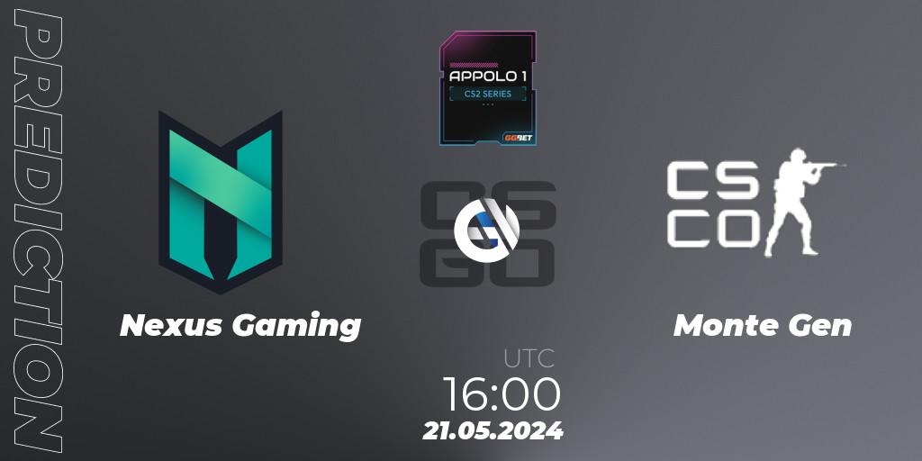 Prognoza Nexus Gaming - Monte Gen. 21.05.2024 at 16:00, Counter-Strike (CS2), Appolo1 Series: Phase 2