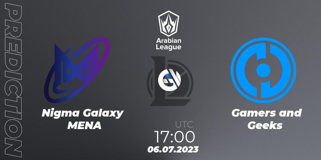 Prognoza Nigma Galaxy MENA - Gamers and Geeks. 06.07.2023 at 17:00, LoL, Arabian League Summer 2023 - Group Stage