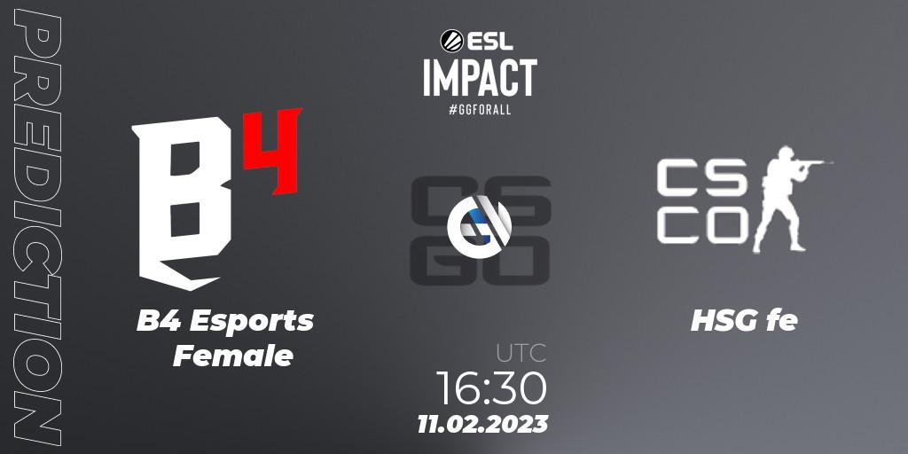 Prognoza B4 Esports Female - HSG. 11.02.23, CS2 (CS:GO), ESL Impact Katowice 2023