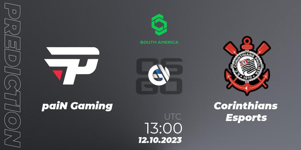 Prognoza paiN Gaming - Corinthians Esports. 12.10.2023 at 13:00, Counter-Strike (CS2), CCT South America Series #12