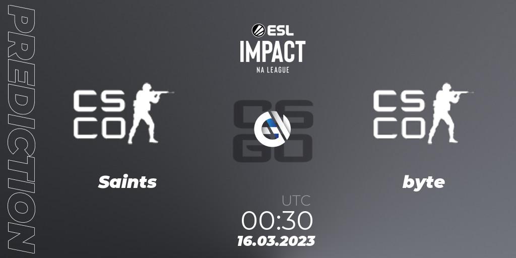 Prognoza Saints - byte. 16.03.2023 at 00:30, Counter-Strike (CS2), ESL Impact League Season 3: North American Division