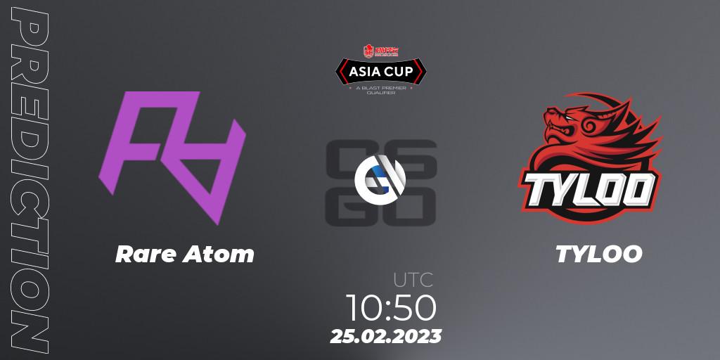 Prognoza Rare Atom - TYLOO. 25.02.2023 at 10:50, Counter-Strike (CS2), 5E Arena Asia Cup Spring 2023 - BLAST Premier Qualifier