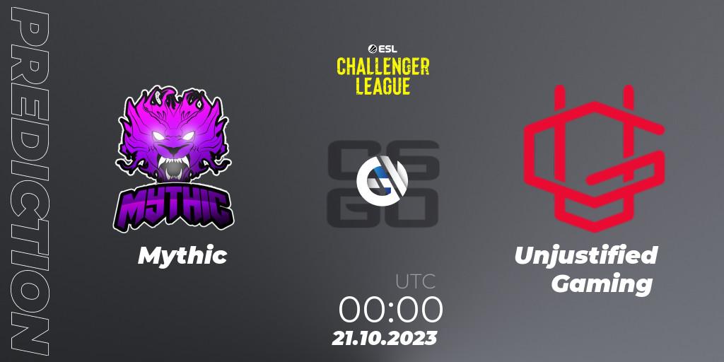 Prognoza Mythic - Unjustified Gaming. 23.11.2023 at 01:00, Counter-Strike (CS2), ESL Challenger League Season 46: North America