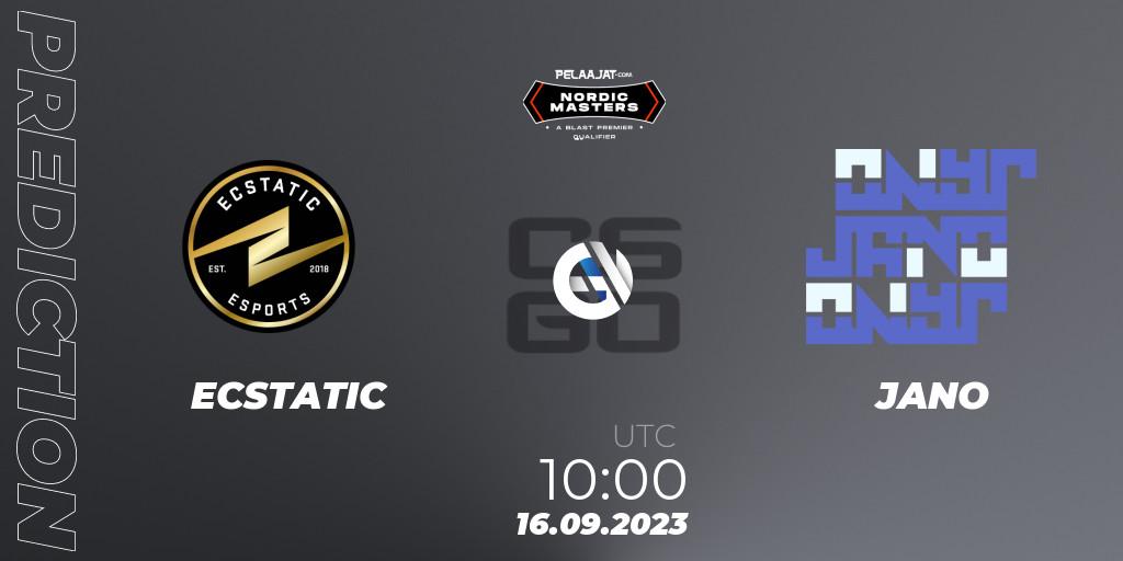 Prognoza ECSTATIC - JANO. 16.09.2023 at 10:00, Counter-Strike (CS2), Pelaajat.com Nordic Masters Fall 2023