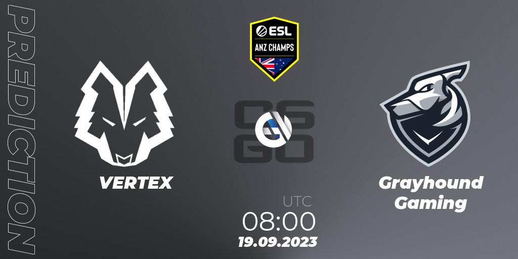 Prognoza VERTEX - Grayhound Gaming. 19.09.2023 at 08:00, Counter-Strike (CS2), ESL ANZ Champs Season 17