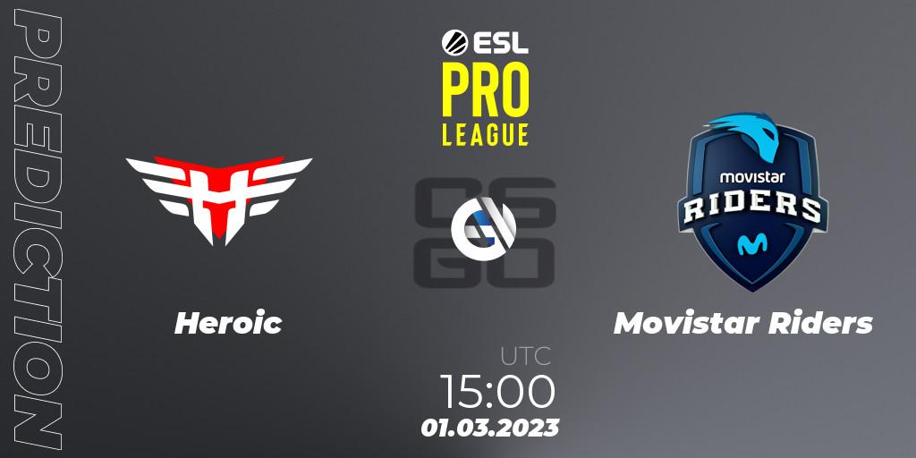 Prognoza Heroic - Movistar Riders. 01.03.2023 at 15:00, Counter-Strike (CS2), ESL Pro League Season 17