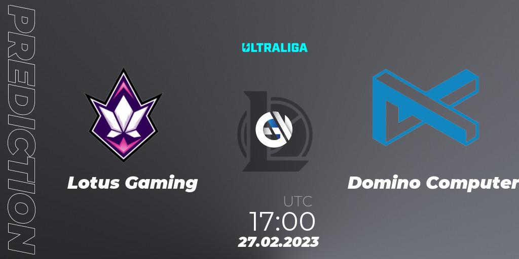 Prognoza Lotus Gaming - Domino Computer. 27.02.2023 at 18:15, LoL, Ultraliga 2nd Division Season 6