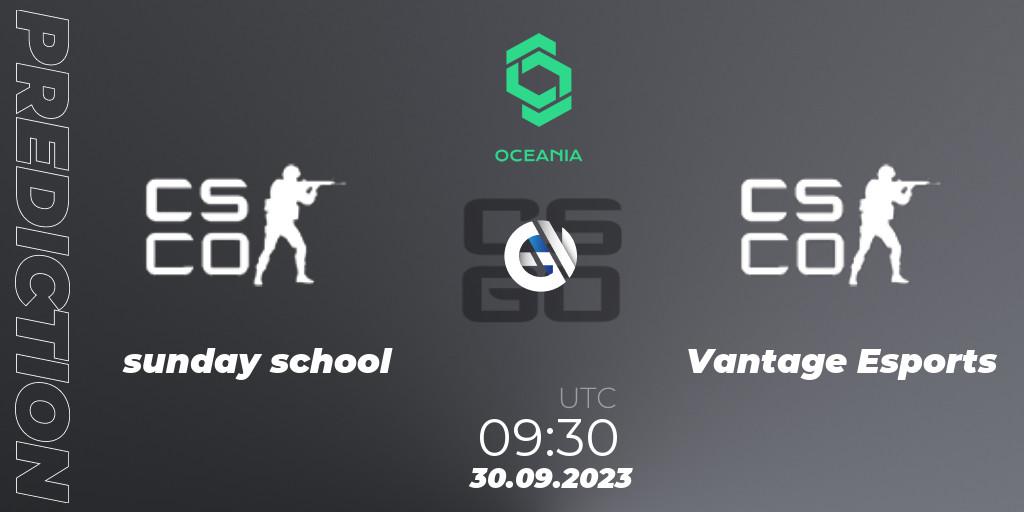 Prognoza sunday school - Vantage Esports. 30.09.2023 at 09:45, Counter-Strike (CS2), CCT Oceania Series #2
