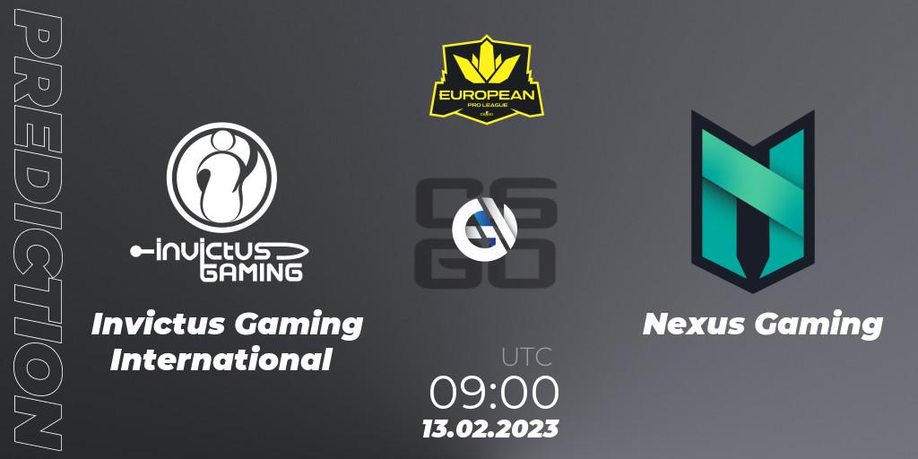 Prognoza Invictus Gaming International - Nexus Gaming. 13.02.23, CS2 (CS:GO), European Pro League Season 6: Division 2
