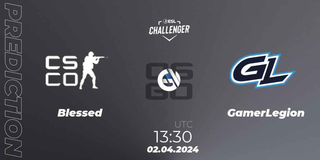 Prognoza BLESSED - GamerLegion. 02.04.2024 at 13:30, Counter-Strike (CS2), ESL Challenger #57: European Closed Qualifier
